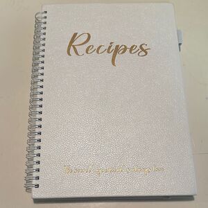 White Recipe Book with Gold Accents